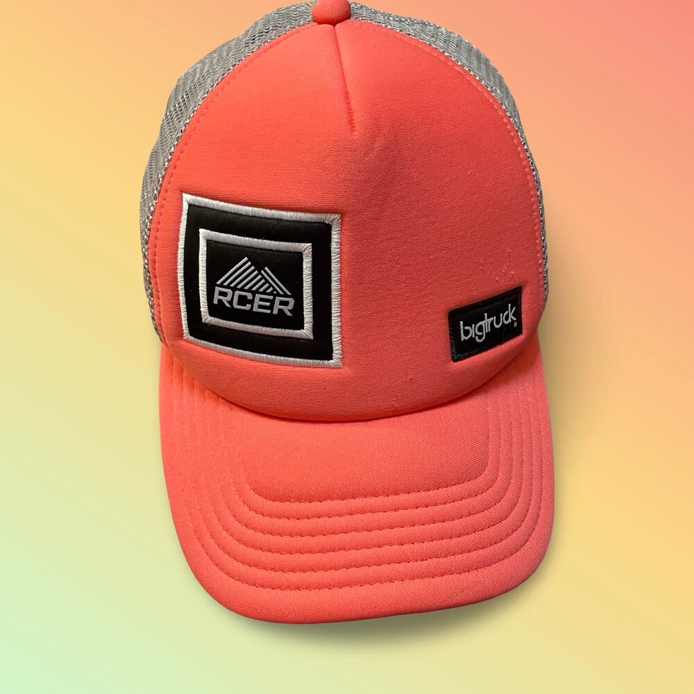 Bigtruck Hat Cap Neon Orange RCER Logo Snapback Mesh Trucker Mountain Outdoor